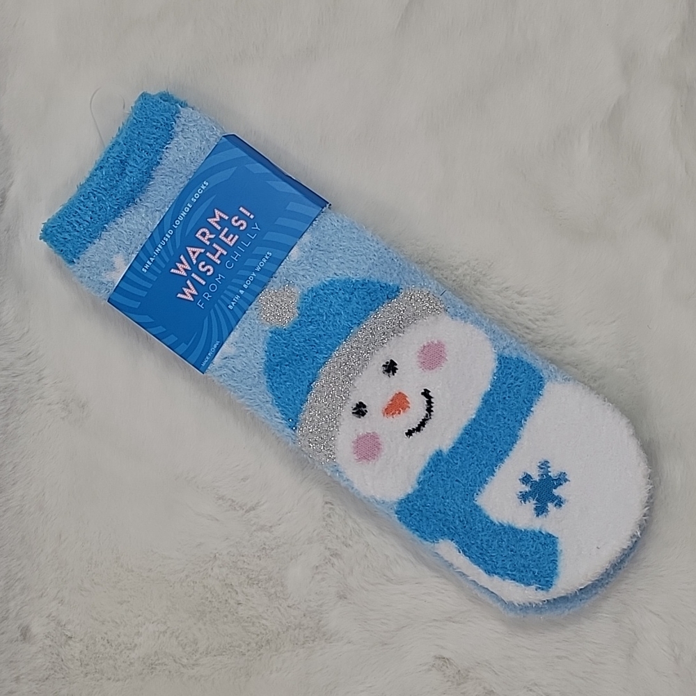Bath and Body Works Shea-Infused Lounge Socks Warm Wishes Snowman